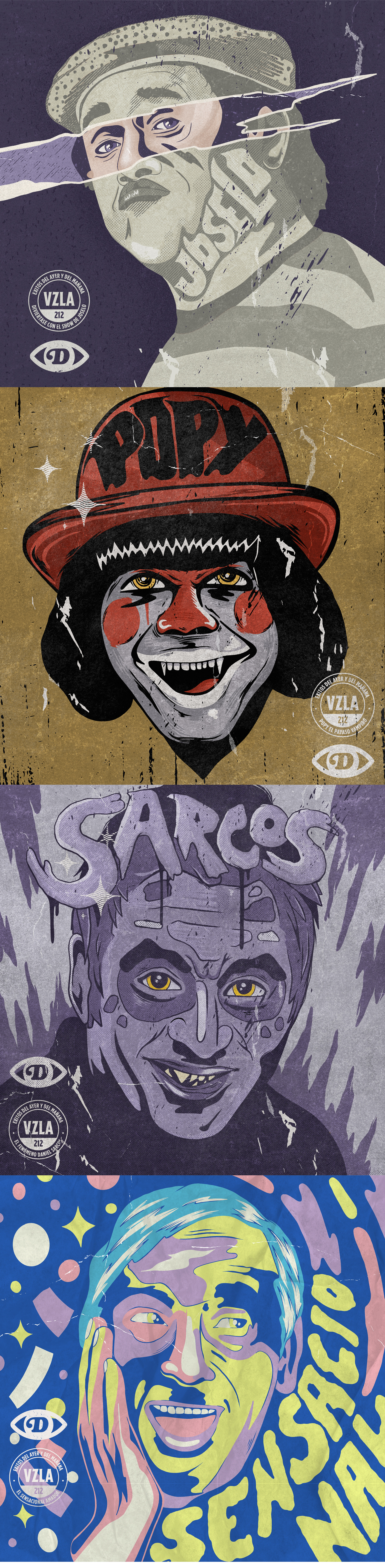EXITOS DEL AYER art branding characterdesign design fanart graphic design illustration posters stickers tshirts typography