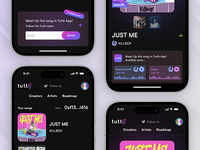 Music website 🎸 app app design black crypto dark design ios iphone mobile mobile app nft product design ui web