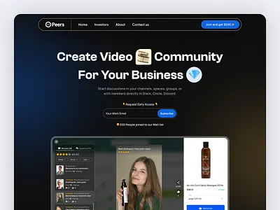 Peers Website Demo elements landing landing page product landing product page saas visual design web web product website website design