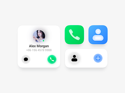 Icon & Calls And Contacts add app blue button chat dialogue green head icon message minimalist telephone ui ux