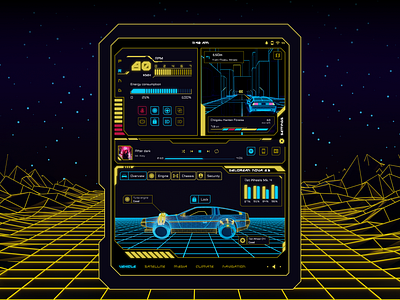 Retrofuturistic EV assistant design ui ux