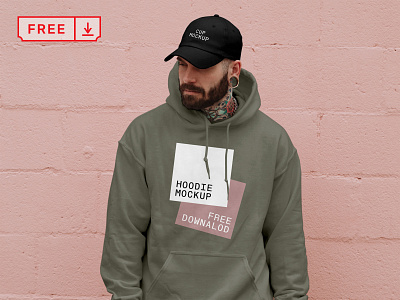 Free Men in Hoodie Mockup apparel branding design download free freebie hoodie identity logo mockup psd template typography