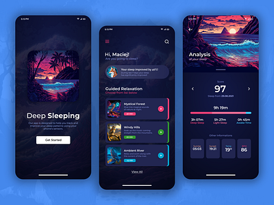 Sleeping App app design mobile app night owls score sleep sleep score sleeping tracking ui uiux ux welcome screen