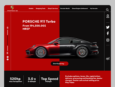 PORSCHE 911 TURBO design interface porsche product service startup ui ux web website