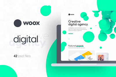 Woox - Digital Creative Agency PSD Template design graphic design illustration