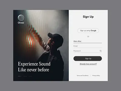 Sign Up Page - Olvee design graphic design ui ux web