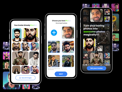 Avatar A.I. Generator - Mobile Apps app app store apple branding design design ui graphic design illustration ios app landingpage logo mobile aplication mobile app mobile app user interface ui ui design ui mobile user interface design