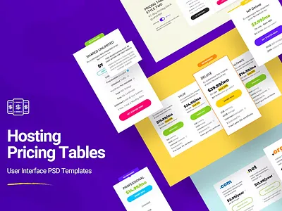 Hosting Pricing Table PSD Templates design graphic design illustration templates