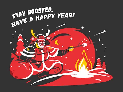 Santa-Samurai art artwork branding character characterdesign creative postcard design illustration vector