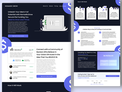 NOMADIC GROW crowdfunding design ui website