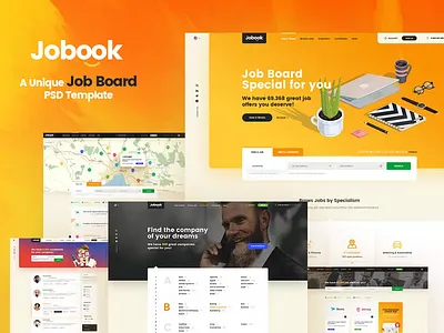 Jobbook - A Unique Job Board PSD Template brush design graphic design illustration template