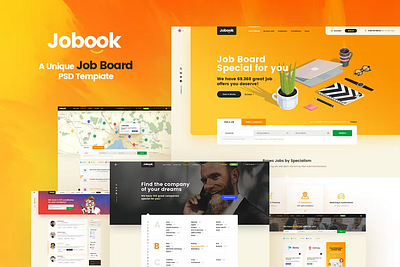 Jobbook - A Unique Job Board PSD Template brush design graphic design illustration template
