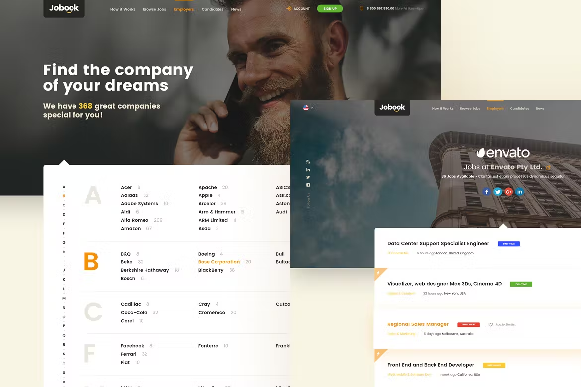 Jobbook - A Unique Job Board PSD Template by Jose Garcia on Dribbble