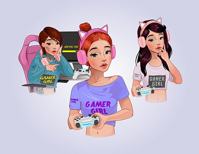 Gamer girl art artwork branding character characterdesign concept design graphic design illustration ui vector