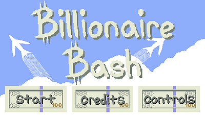 Billionaire Bash title screen pixel art logo pixel art ui video game