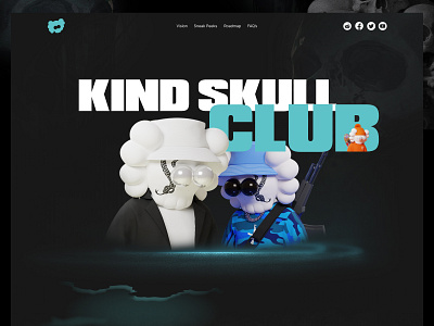 KIND SKULL CLUB - LANDING PAGE DESIGN - WEBSITE UI UX DESIGN blockchain branding crypto eth metaverse minting nft nft art nft landing page nft project nft website design opensea sol top websites design 2023 ui design ui ux design web 3.0 website design website layout