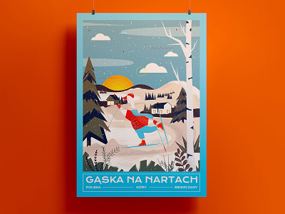 Gąska na nartach. bieszczady branding color graphicdesign gąska illustration narty pattern ski vector