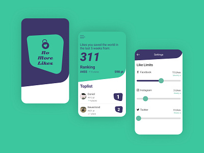 No More Likes App app design ui