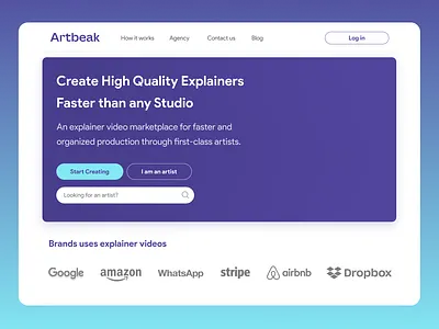 Artbeak Landing Page branding design ui ux