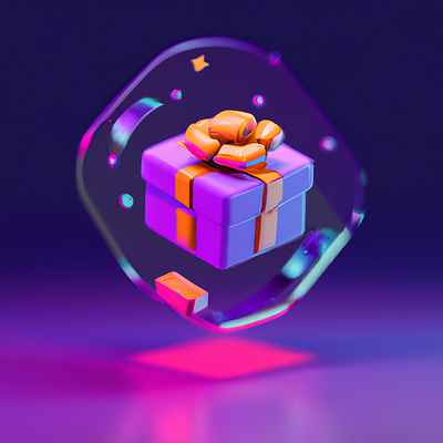 Perfect Gift in a Bubble 3d 3d art abstract blob blue box bubble christmas emoji gift graphic design holiday hovering illustration magenta octane render present round santa wrapped