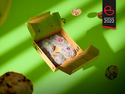 Wookies - Cookies Packaging Design 3d composition award winning cookies delivery food fun graphic design green design modern packaging packaging design paper packaging render