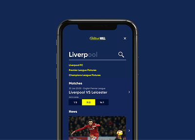 William Hill: In-play concierge concierge design product product design search tech ui ux web website