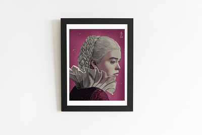 Rhaenyra Targaryen Framed Portrait drawing art arte arte ozgaleano color design dibujo digital art drawing fanart game of thrones house of the dragon illustration mexico ozgaleano painting portrait retrato rhaenyra targaryen tv series