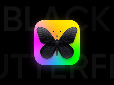Black Butterfly Icon app icon bigsur big sur black butterfly colorful background insect animal ios icon iphone icon iridescent rainbow mac icon macos icon osx icon realistic sandor skeu skeuomorph skeuomorphism ui icon user interface icon ux icon
