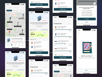 Vending Machine Tracker app design interface design minimal ui user experience user interface design ux vending machine vending machine management vending machine tracker