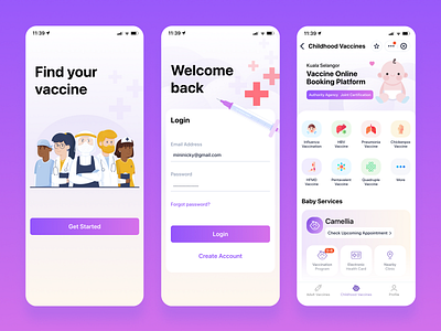 Health Care App care clinic design doctor health hospital interface medical ui uiux ux vaccine