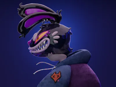 Black water rabbit 3d illustration