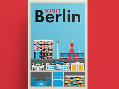 Berlin Germany travel poster adobe illustrator architecture artwork berlin dieter rams germany illustration minimalism online shop poster poster design travel poster vector art vector illustration