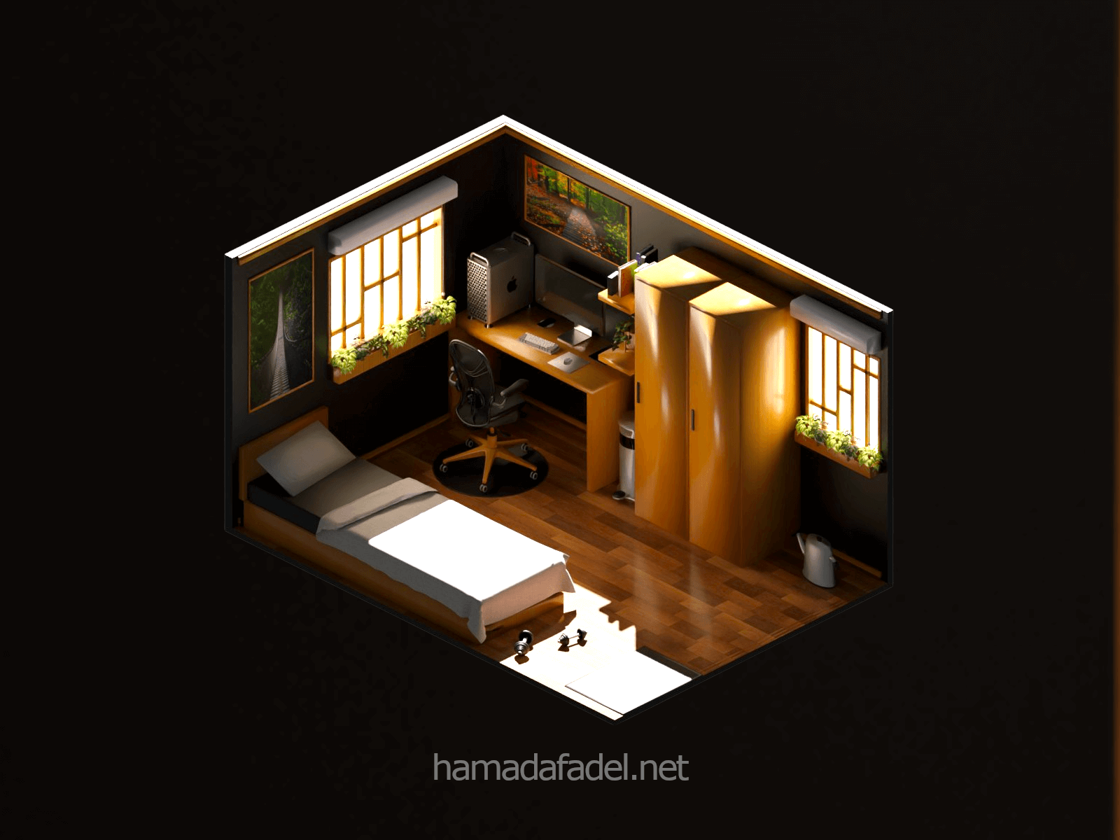 Example of Wooden Productivity Room Setup Design!