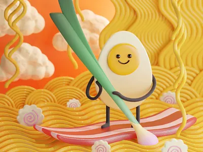 Ramen 3d illustration