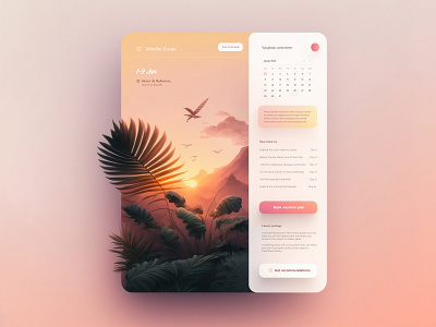Random projects: Mindful escape app booking illustration planner relaxation trip ui vacations vibrant webapp