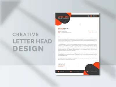 Creative Letterhead Design Template. branddesign brandidentity branding coverletter cvdesign design flyerdesign graphic design invoice letter letterdesign letterhead logo poster resumedesign typography vector