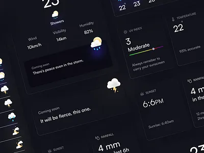 Weather App app dark theme forecast icon mobile ui rain sun temperature ux weather weather app weather prediction