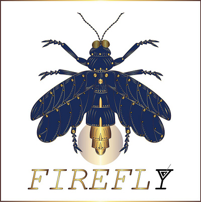 Steampunk / Artdeco Firefly Logo Concept artdeco branding cocktail design graphic design logo steampunk vector