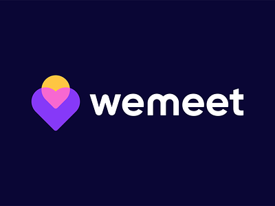 WeMeet - Logo Concept 1 ( FOR SALE ) app brand concept connection date dating heart link logo logodesign love pin platform soulmate symbol