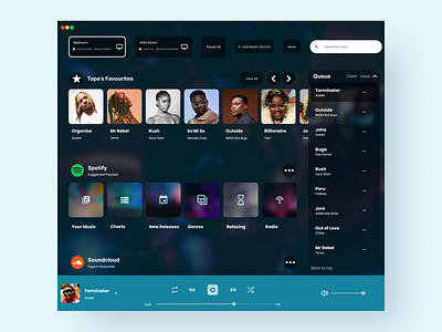 Music Web App Playlist app dark theme design music ui user interface ux web app