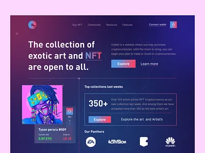 NFT Marketplace Website Design blockchain branding collectibles crypto design digital nft graphic design home page illustration logo metaverse nft nft marketplace opensea platform trading ui ux web web design