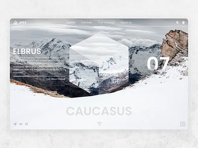 Apex Tour - Travel Agency Website adventure agency apex branding caucasus design explore landing page minimal mountain russia tourism travel trip ui ux website white