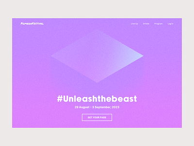 Festival landing page book colors creative design festival gradient tickets ui ux webdesign