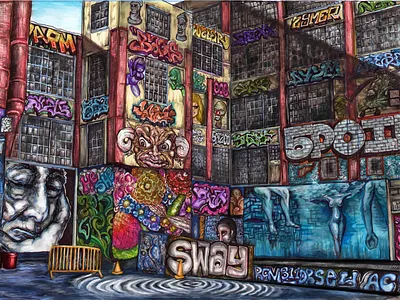 5 Pointz in NYC Illustration 5 pointz 5pointz design digital art digital illustration digital painting graffiti illustration music new york portrait rap