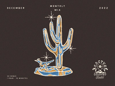 Monthly Mix: December album art cactus chrome cover desert illustration jams monthly mix music playlist playlist cover roadrunner saguaro songs spotify western