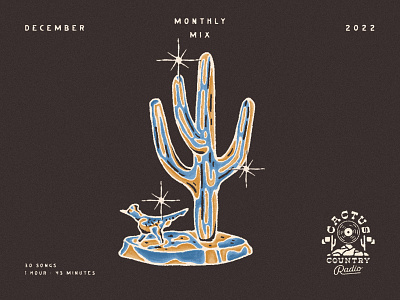 Monthly Mix: December album art cactus chrome cover desert illustration jams monthly mix music playlist playlist cover roadrunner saguaro songs spotify western