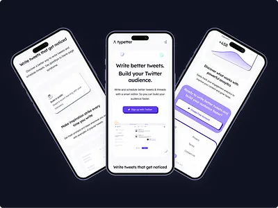Mobile Website Design: Typetter home page landing landing page mobile design mobile landing mobile ui mobile web design mobile website responsive design social media analytics tweet tool twitter twitter editor twitter tool web design