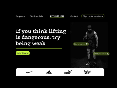 Fitness Hub, Gym website design. body transformation bold design cardio coach crossfit exercise fitness gym healthy landing page marathon muscle personal trainer running sport web website website design workout yoga