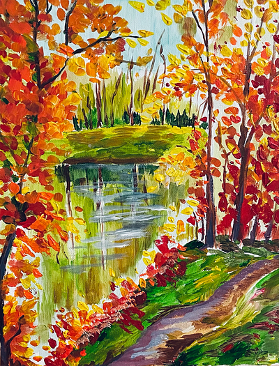 Autumn acrylic autumn fall leaves nature painting season
