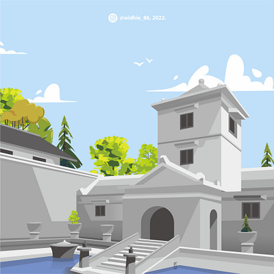 Taman Sari coreldraw illustration indonesia jogja lineart portrait tamansari vector yogyakarta